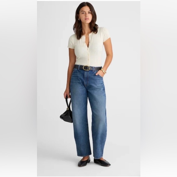 Madewell Cream Lilla Short Sleeve Cardigan Sweater L NWT - Picture 4 of 8